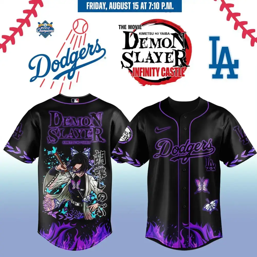 Demon Slayer X Dodgers Limited Edition Baseball Jersey – Exclusive Anime Crossover Design Image