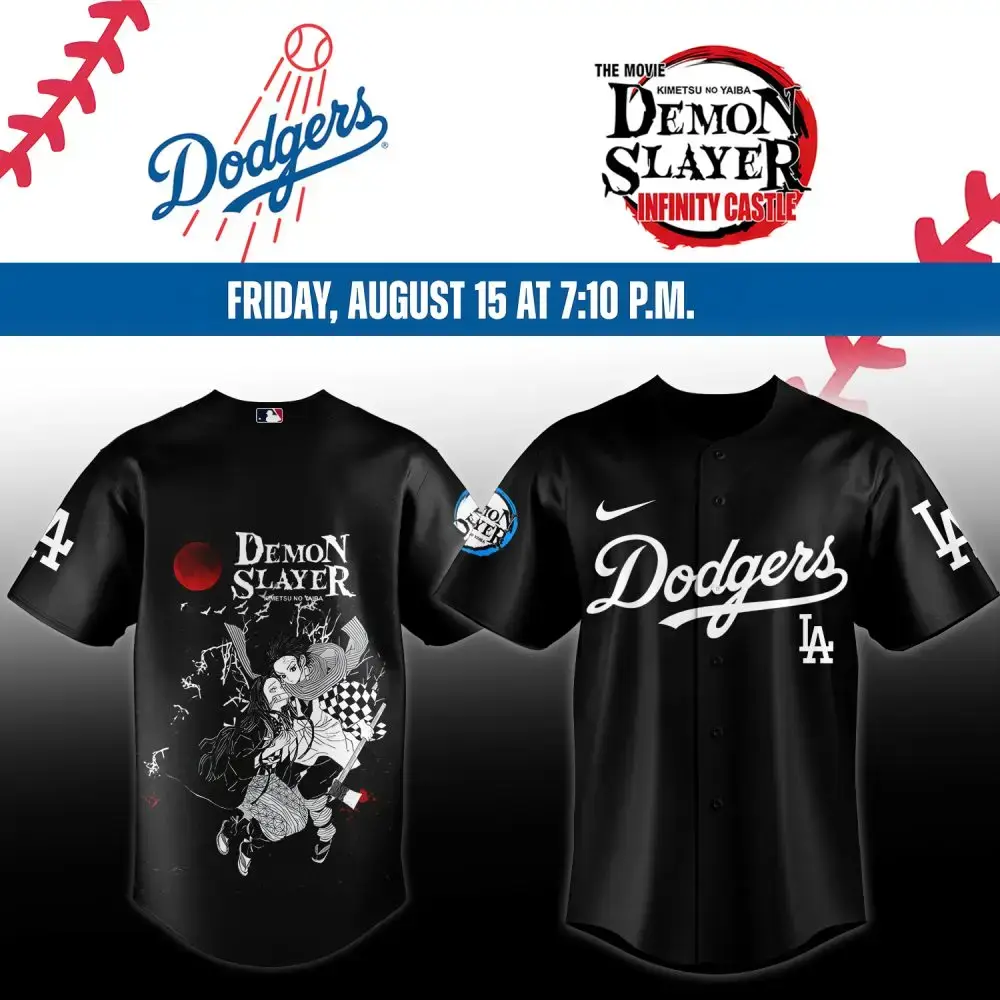 Demon Slayer X Dodgers Limited Edition Baseball Jersey – Perfect For Fans & Collectors! Image
