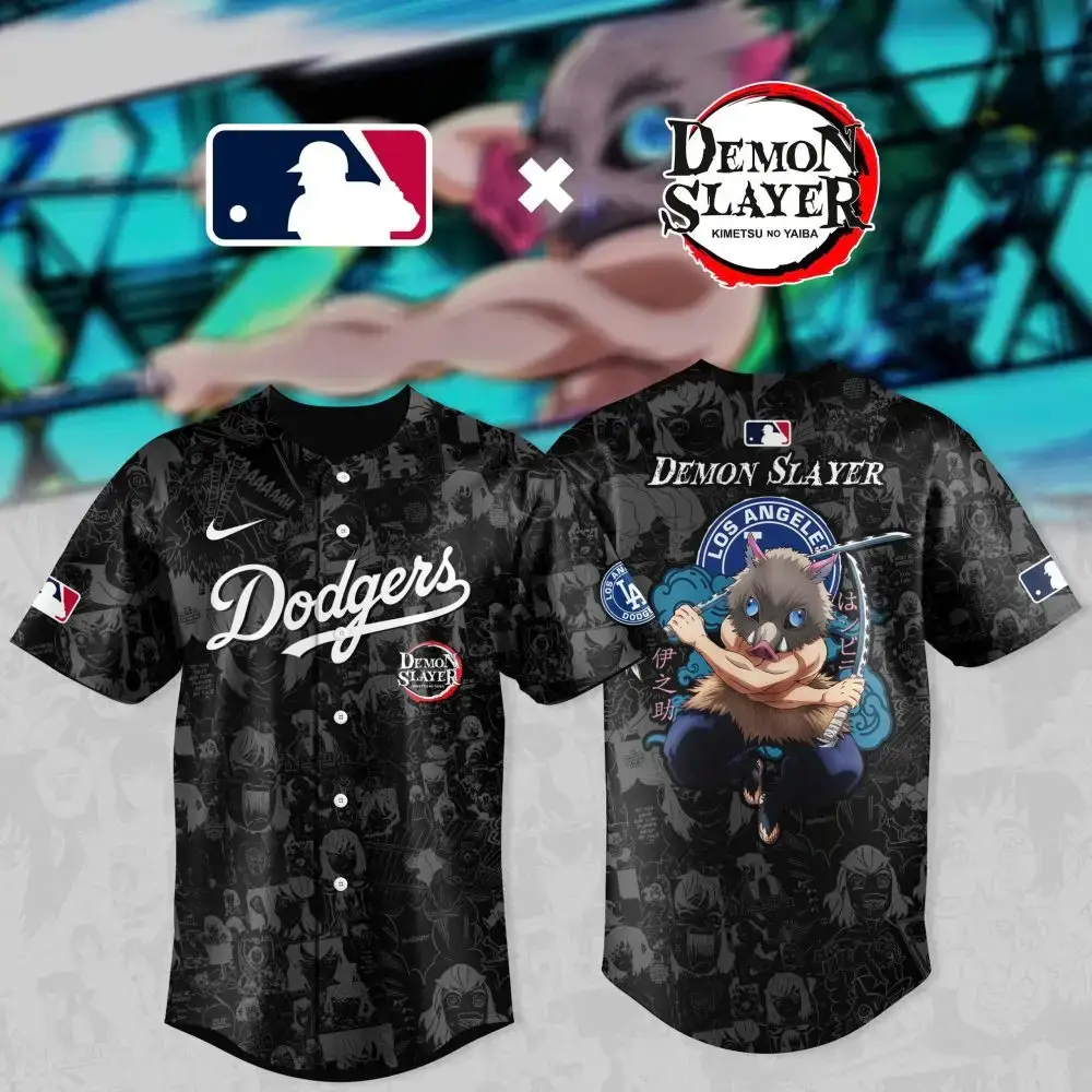 Demon Slayer X Dodgers Limited Edition Jersey – Anime Baseball Fan Gear Image