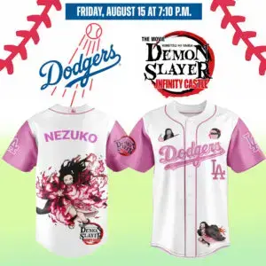 Demon Slayer X Dodgers Nezuko Baseball Jersey – Limited Edition Fan Gear Image
