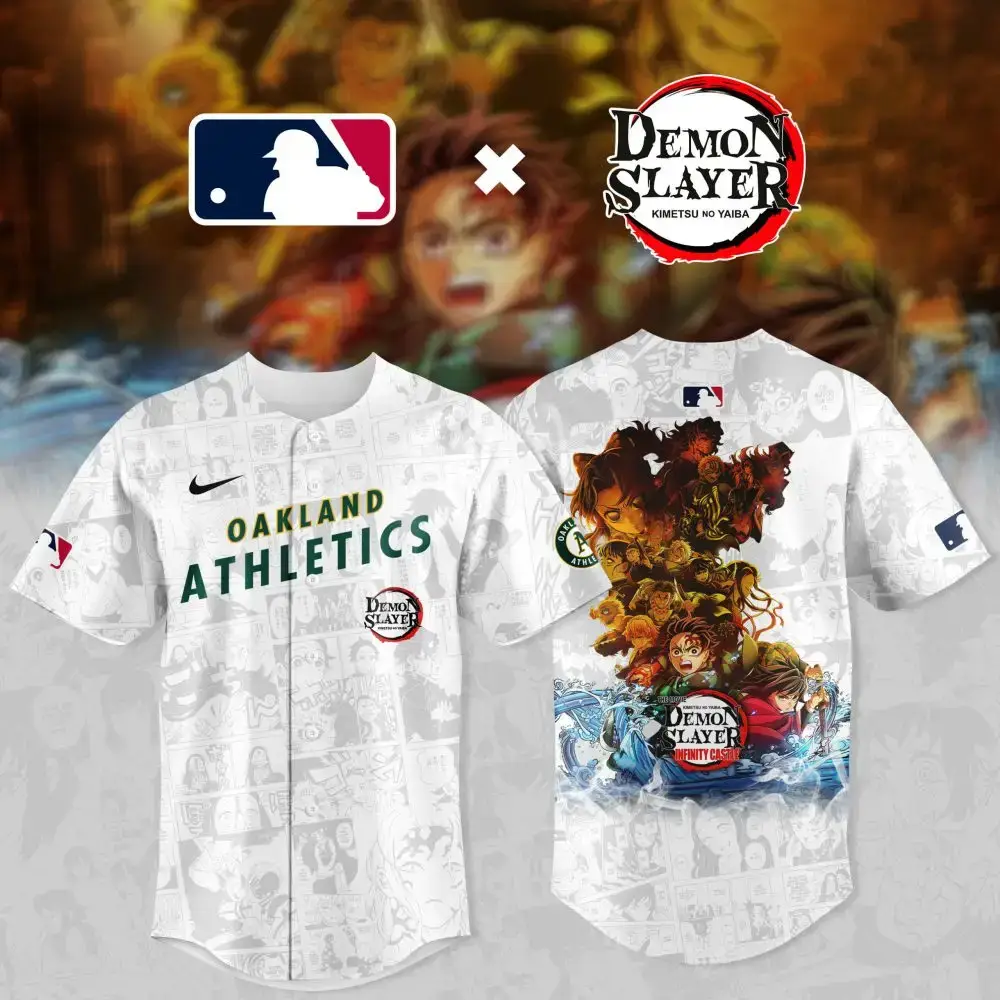 Demon Slayer X Mlb Oakland Athletics Anime Baseball Jersey - Limited Edition Image