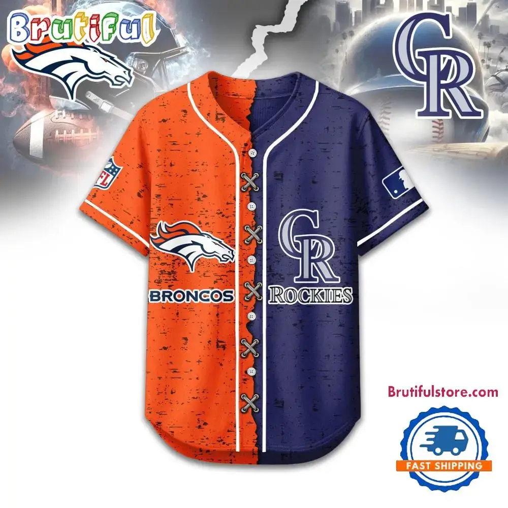 Denver Broncos Mix Colorado Rockies Sporty New Design Baseball Jersey Image