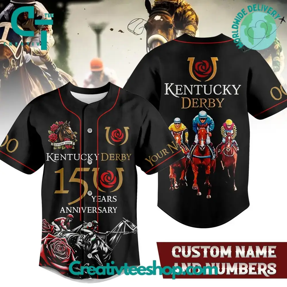 Derby Kentucky 150 Years Anniversary Baseball Jersey Image