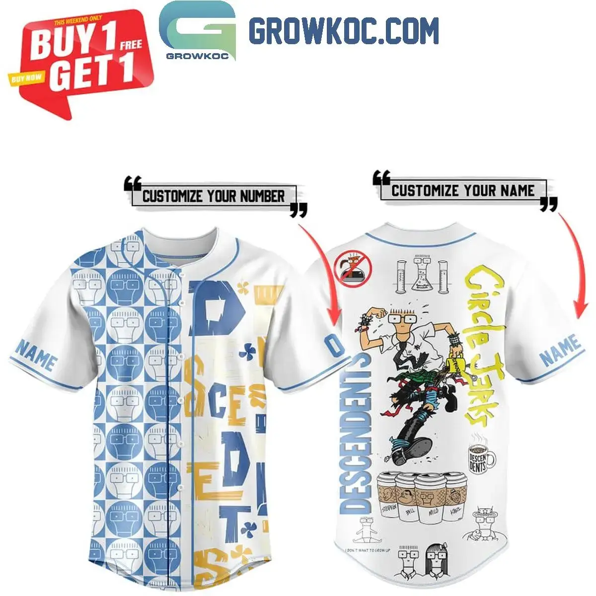 Descendents And Circle Jerks I Don't Want To Grow Up Personalized Baseball Jersey Image