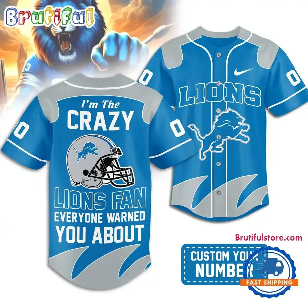 Detroit Lions 2026 NFL Crazy Football Fan Personalized Jersey Shirt Image