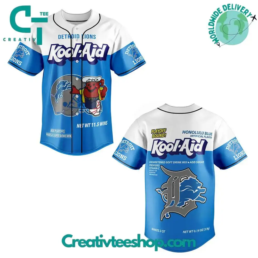 Detroit Lions Kool Aid Honolulu Blue Baseball Jersey Image