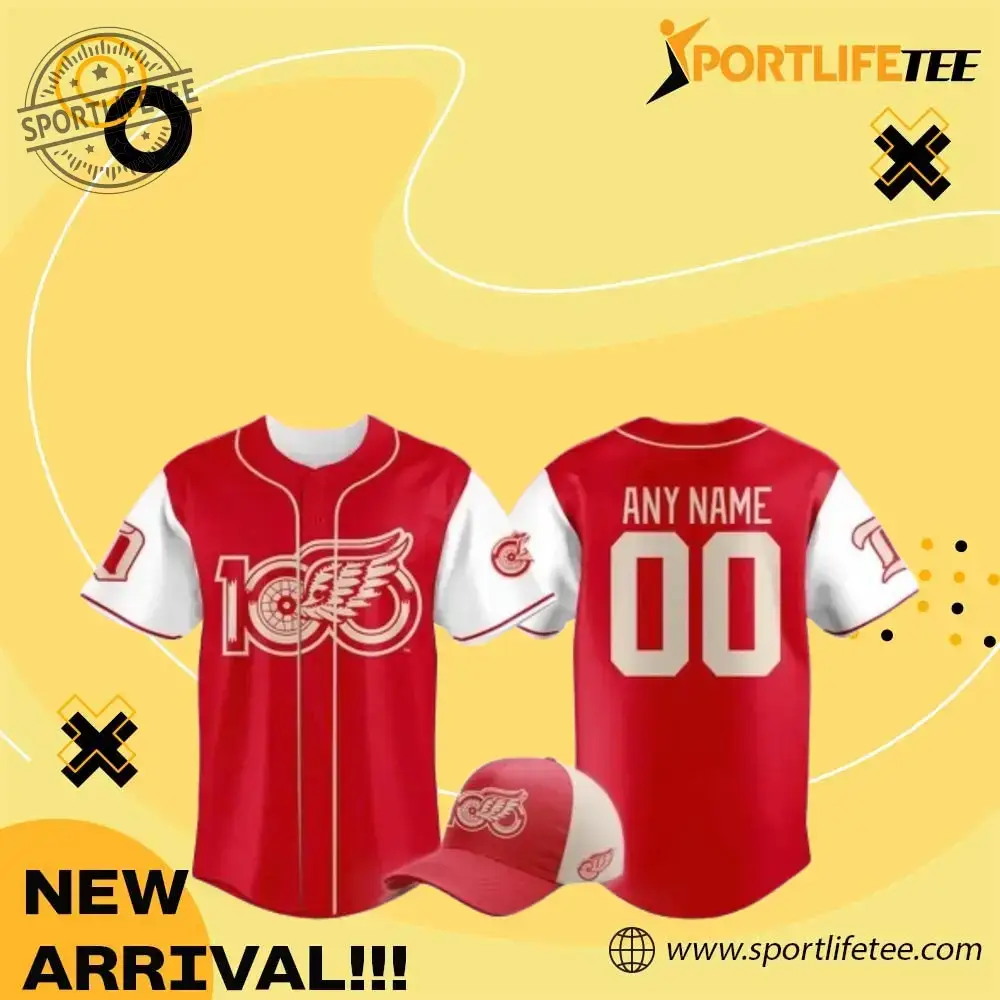 Detroit Red Wings 100 Years Of Hockeytown Limited Edition Baseball Jersey Image