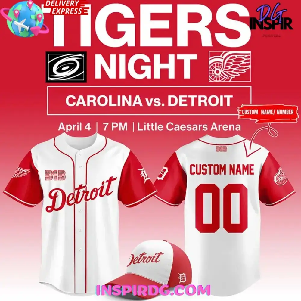 Detroit Red Wings Tigers Night 2025 Baseball Jersey Image