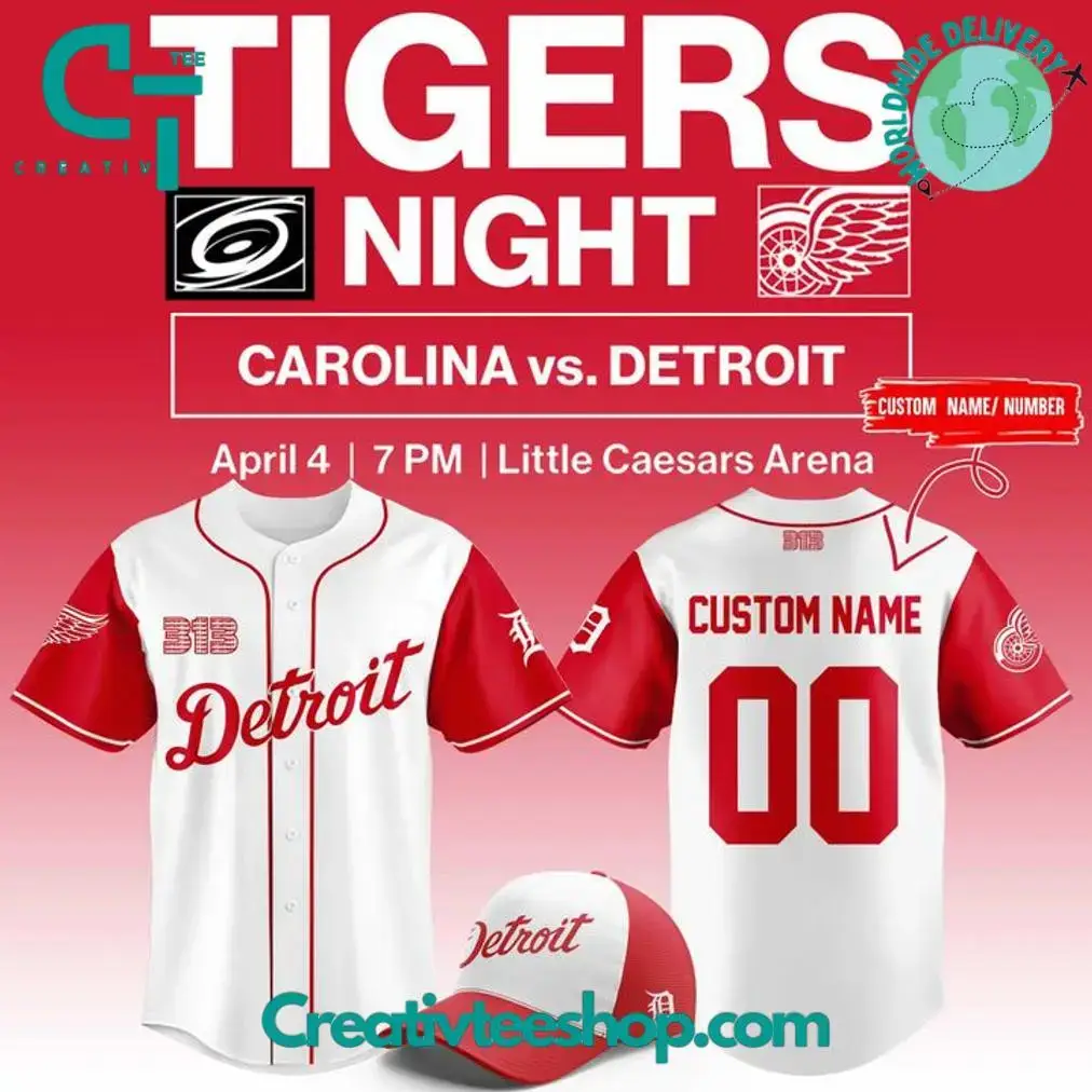 Detroit Red Wings Tigers Night Special Baseball Jersey Image