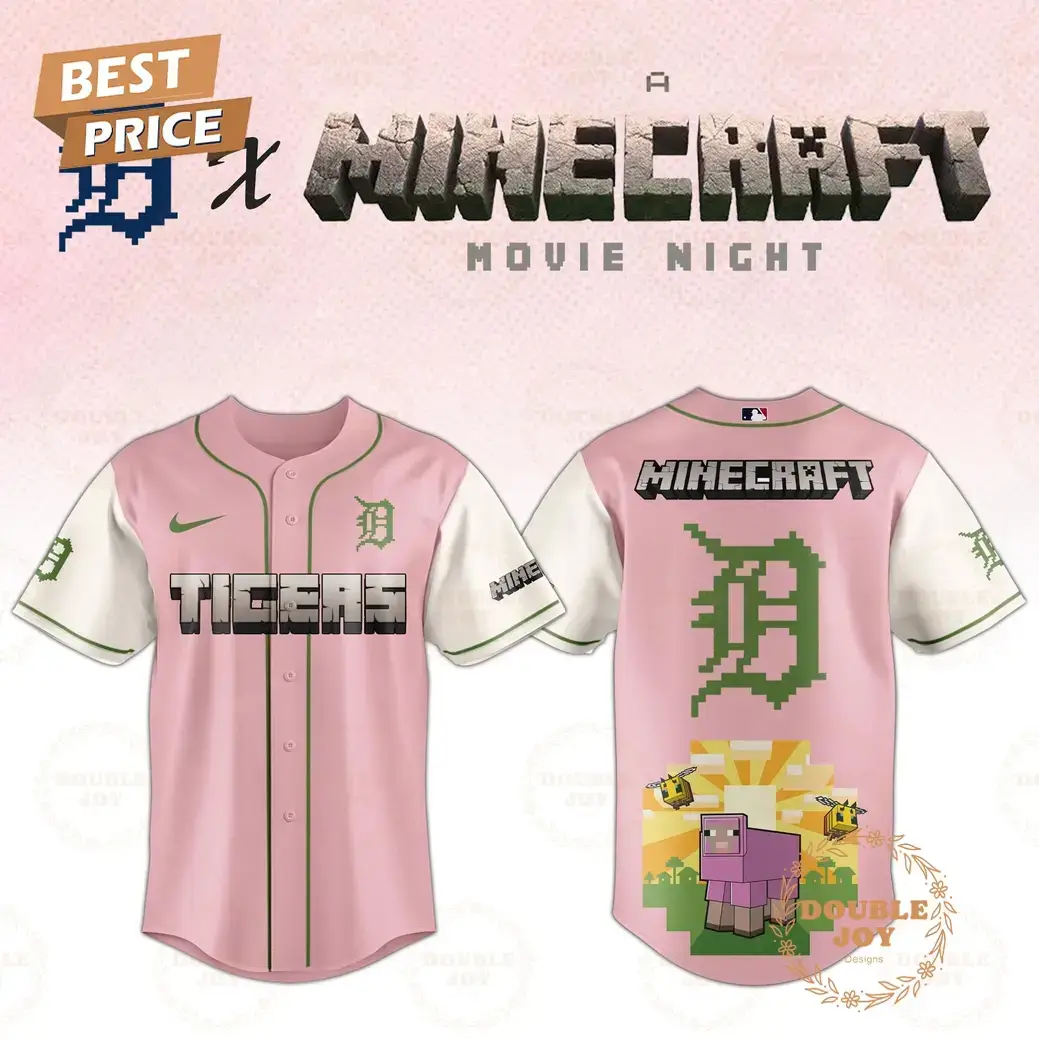 Detroit Tigers 2025 A Minecraft Movie Night Special Edition Baseball Jersey Image