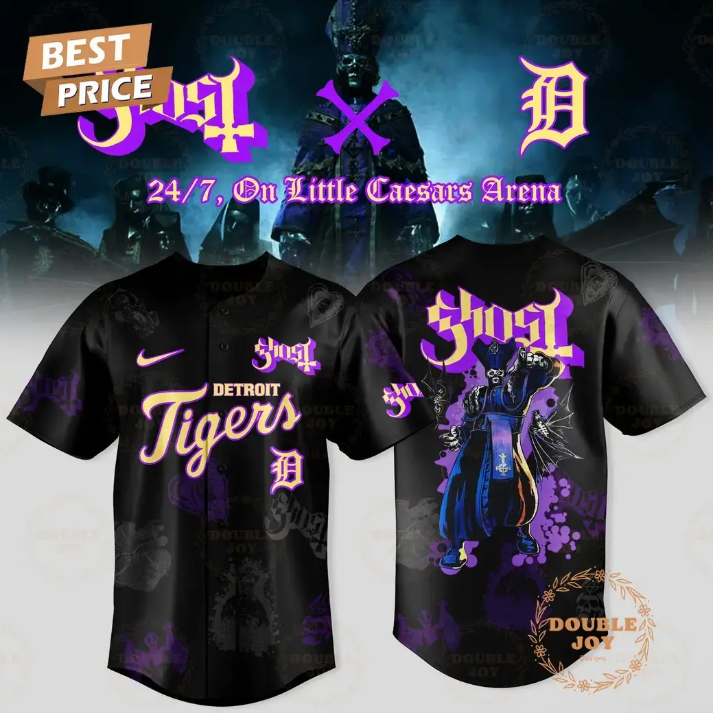 Detroit Tigers 2025 Ghost Band World Tour Limited Edition Baseball Jersey Image