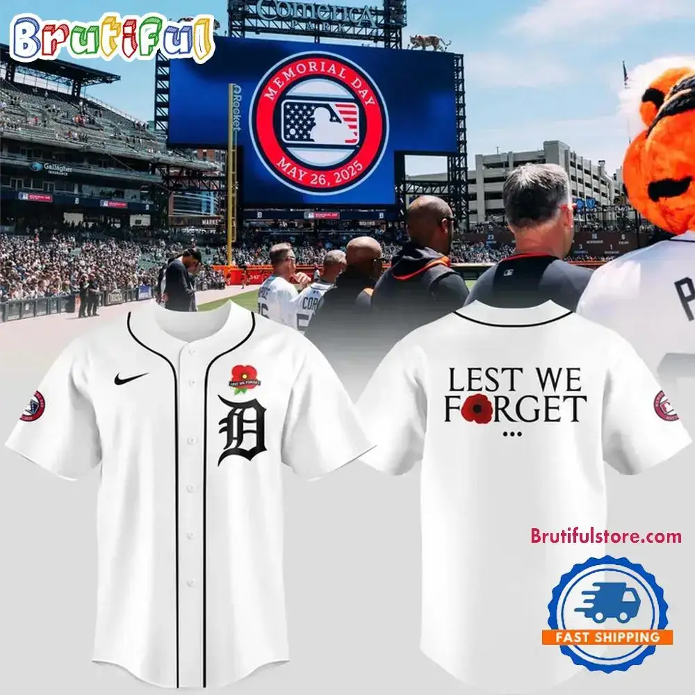 Detroit Tigers 2025 Memorial Day Lest We Forget Jersey Shirt Image