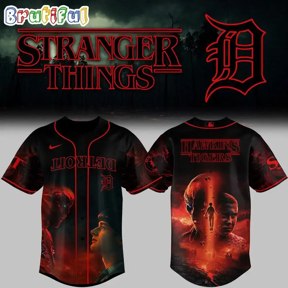 Detroit Tigers 2025 Stranger Things Baseball Jersey Image