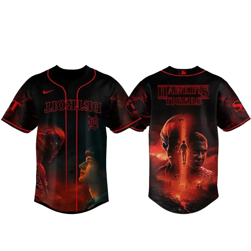 Detroit Tigers 2025 Stranger Things Baseball Jersey Image