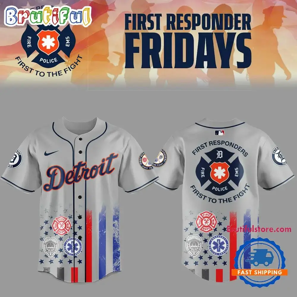 Detroit Tigers First Responders Fridays Limited Baseball Jersey Image