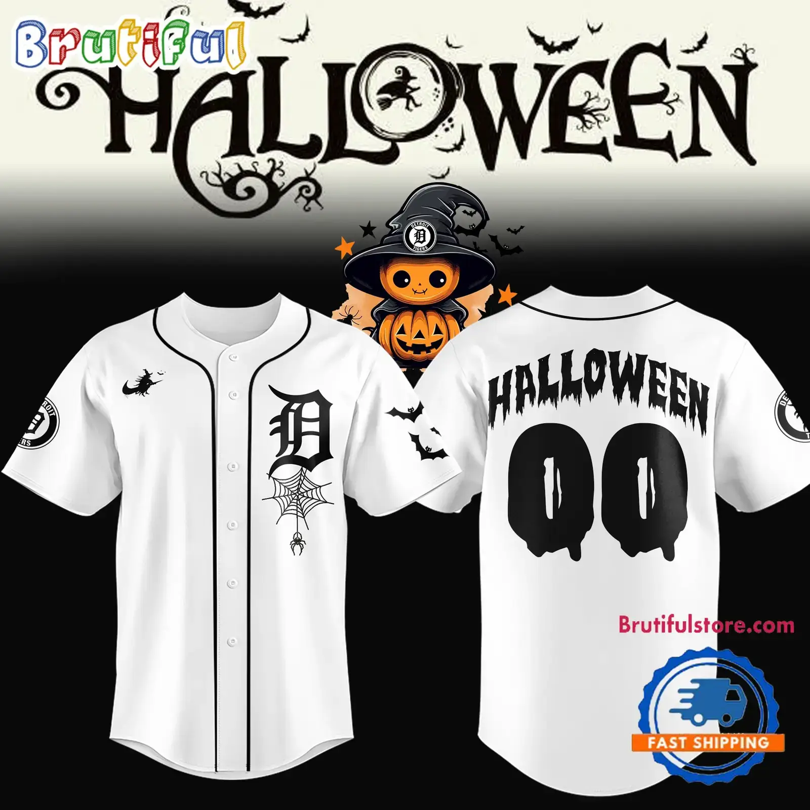 Detroit Tigers Halloween 2024 Custom Baseball Jersey Shirt Image