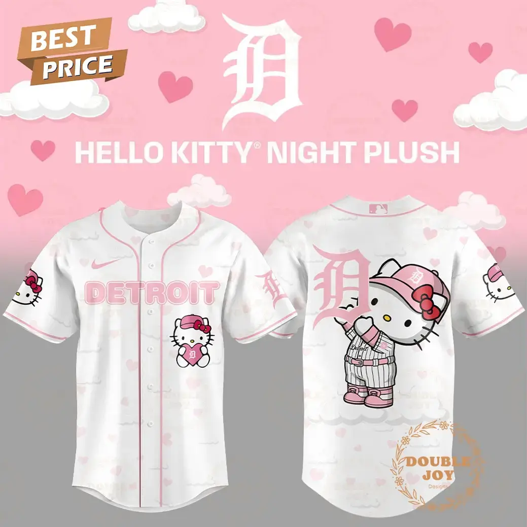 Detroit Tigers Hello Kitty Night Plush 2025 Special Edition Baseball Jersey Image
