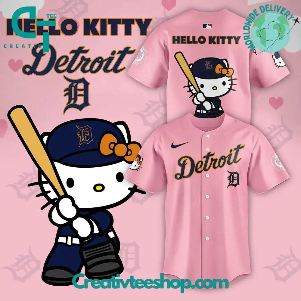 Detroit Tigers Hello Kitty Pink Jersey Image