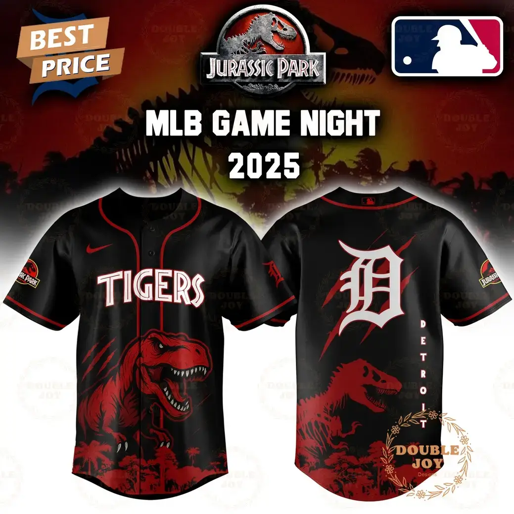 Detroit Tigers Jurassic Park Game Night 2025 Limited Edition Baseball Jersey Image