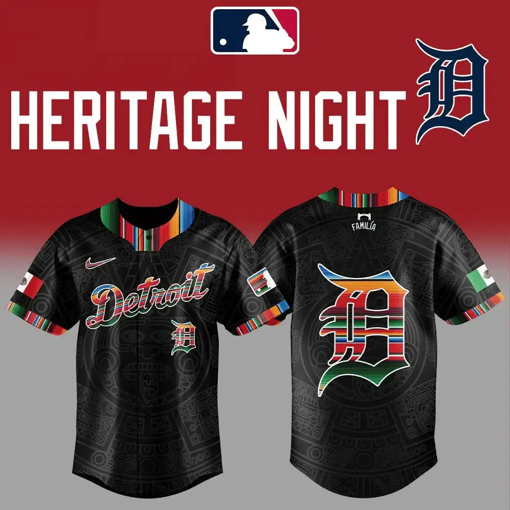 Detroit Tigers Mexican Heritage Night Baseball Jersey Detroit Tigers Merch Cool Baseball Gifts Image