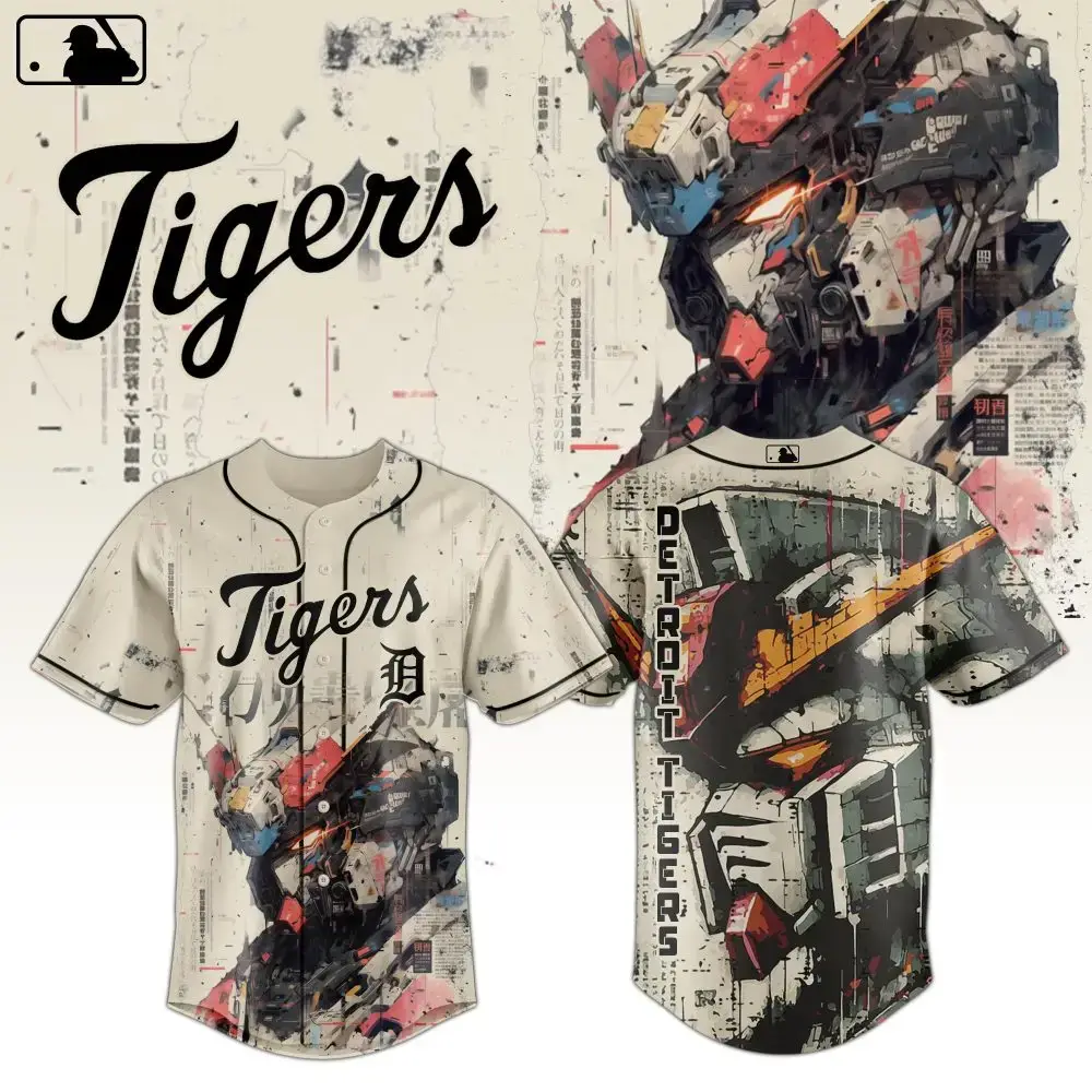 Detroit Tigers Mlb X Gundam Robot Japan Baseball Jersey Image