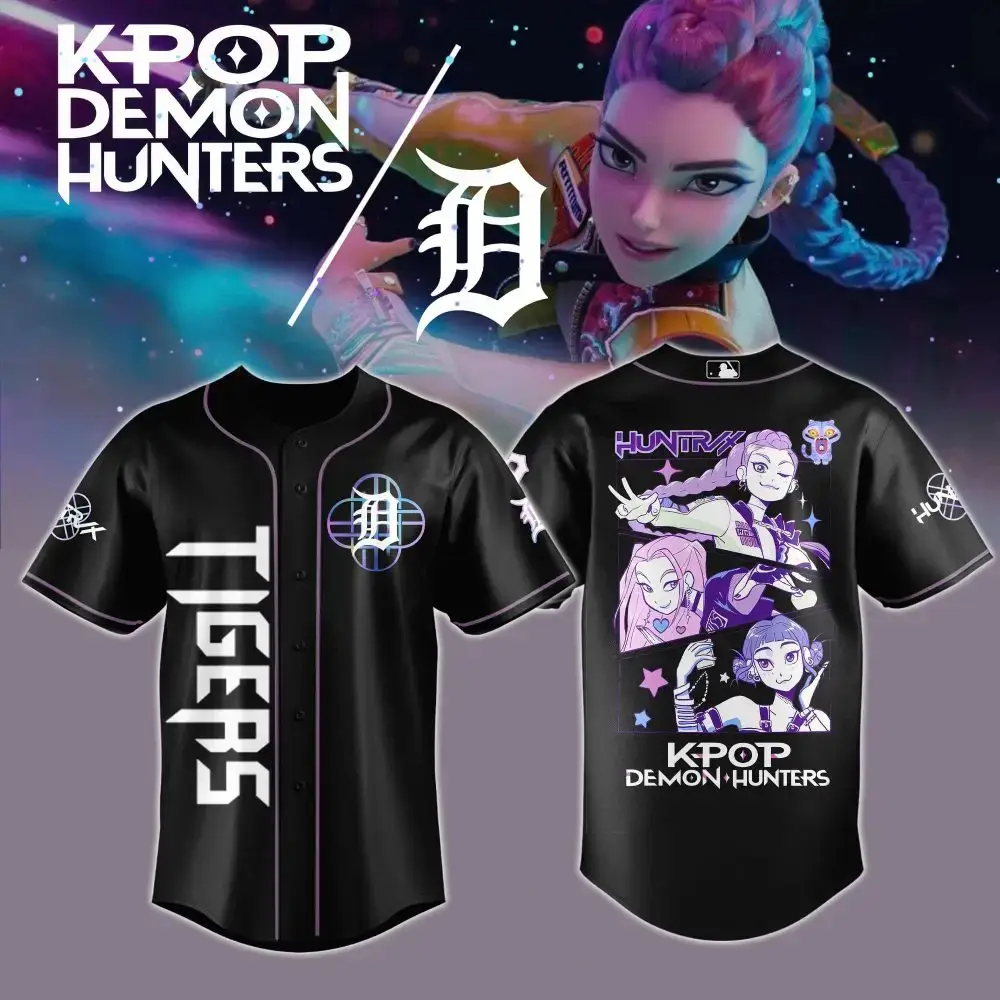 Detroit Tigers Mlb X Kpop Demon Hunters Custom Baseball Jersey Image