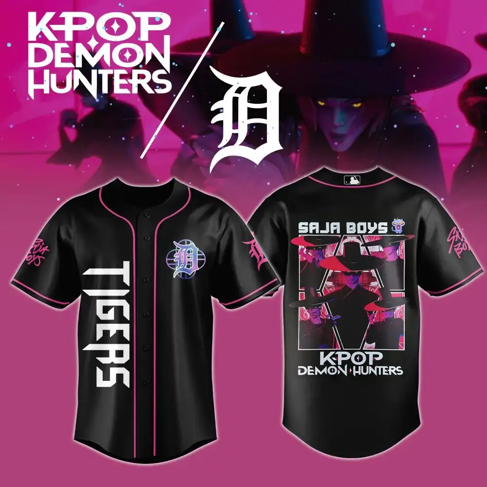 Detroit Tigers Mlb X Kpop Demon Hunters Saja Boys Custom Baseball Jersey Image