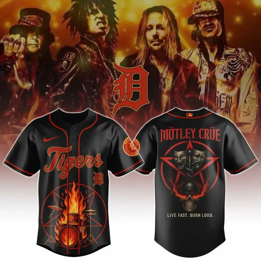 Detroit Tigers Mlb X Motley Crue Collection 1 Custom Baseball Jersey Image