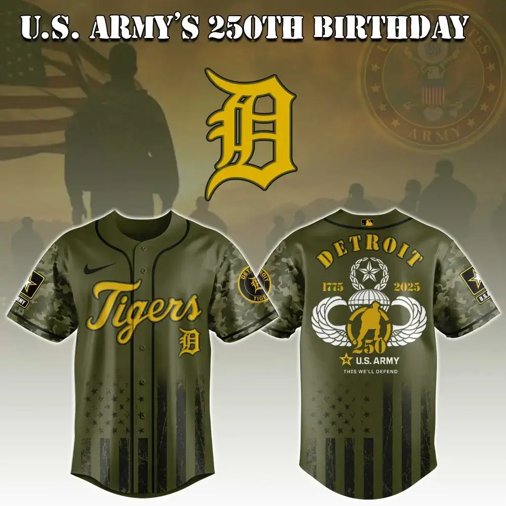 Detroit Tigers Mlb X U.S. Army This We'Ll Defend Custom Baseball Jersey Image