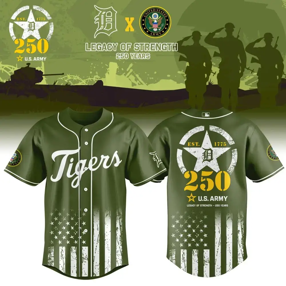 Detroit Tigers Mlb X Usa Legacy Of Strength Custom Baseball Jersey Image