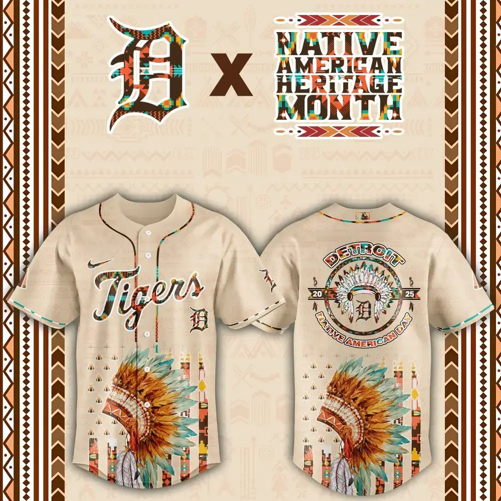 Detroit Tigers Native American Heritage Month Custom Baseball Jersey Image
