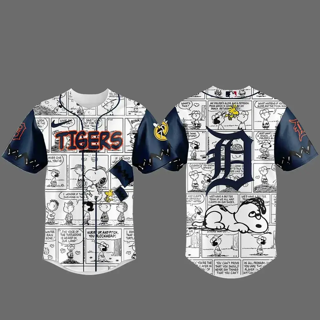 Detroit Tigers Peanuts 75th Anniversary 2026 Baseball Jersey Image