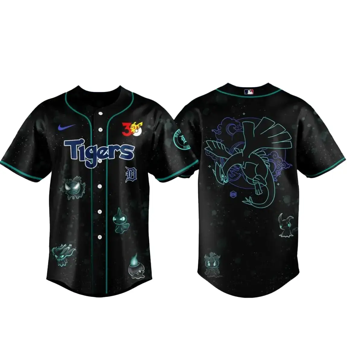 Detroit Tigers Pokemon 30th Anniversary 1996-2026 Baseball Jersey Image