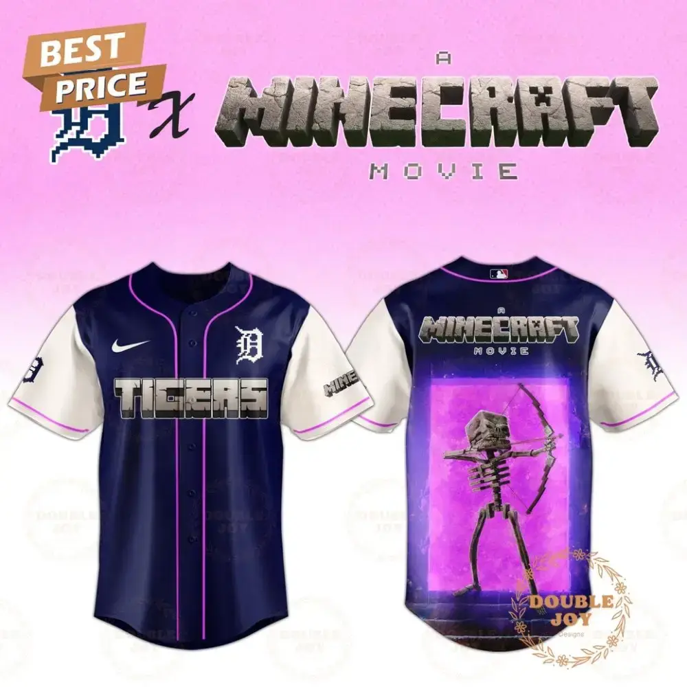 Detroit Tigers Skeleton A Minecraft Movie 2025 Special Edition Baseball Jersey Image