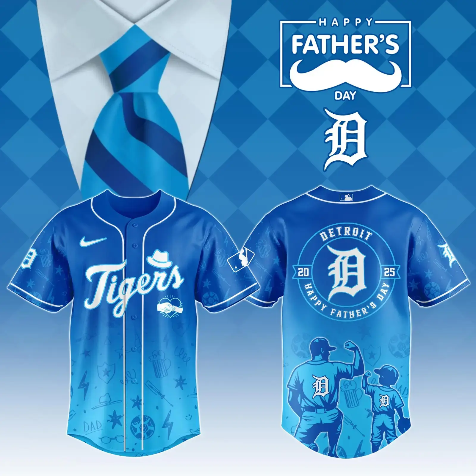 Detroit Tigers Special Father's Day 2025 Edition Jersey Detroit Tigers Merch Image