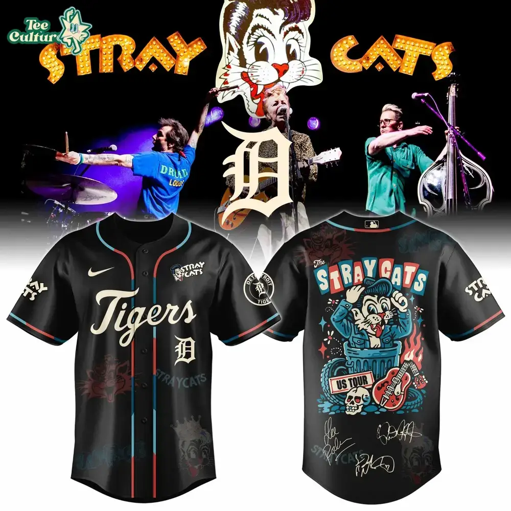 Detroit Tigers Stray Cats 2026 US Tour Inspired Baseball Jersey Image