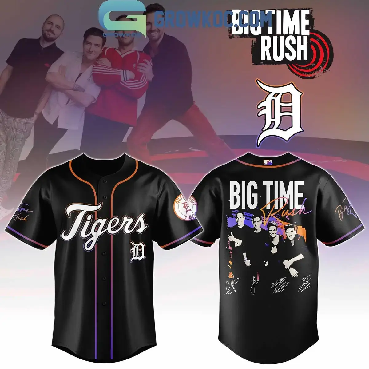 Detroit Tigers x Big Time Rush Tour 2025 Baseball Jersey Image
