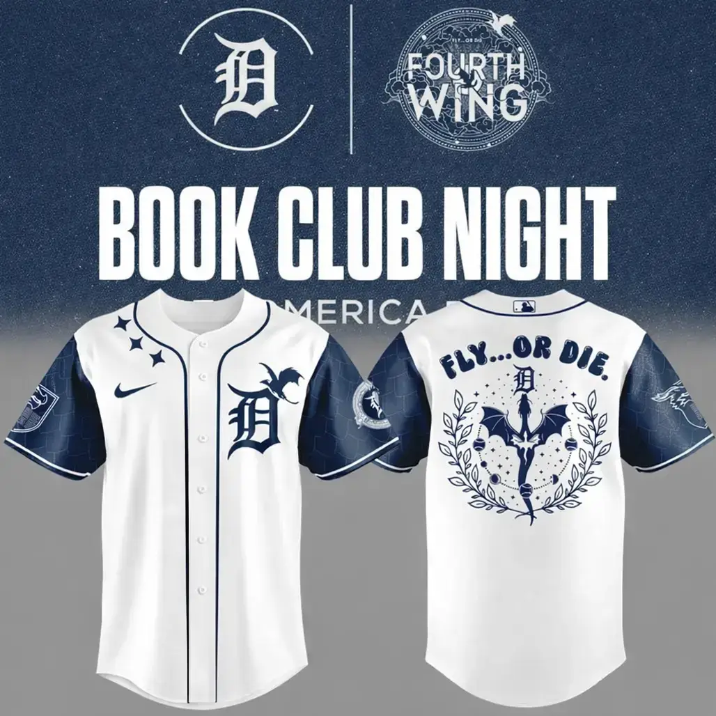 Detroit Tigers x Book Club Night 2026 Fourth Wing Baseball Jersey Image