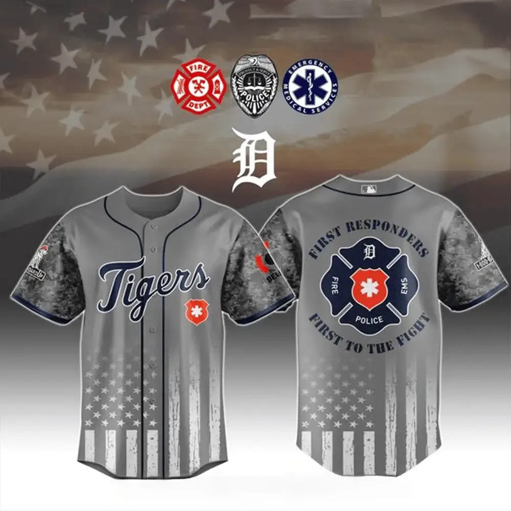 Detroit Tigers x First Responders 2025 Special Jersey Detroit Tigers Merch Husband Gifts Image