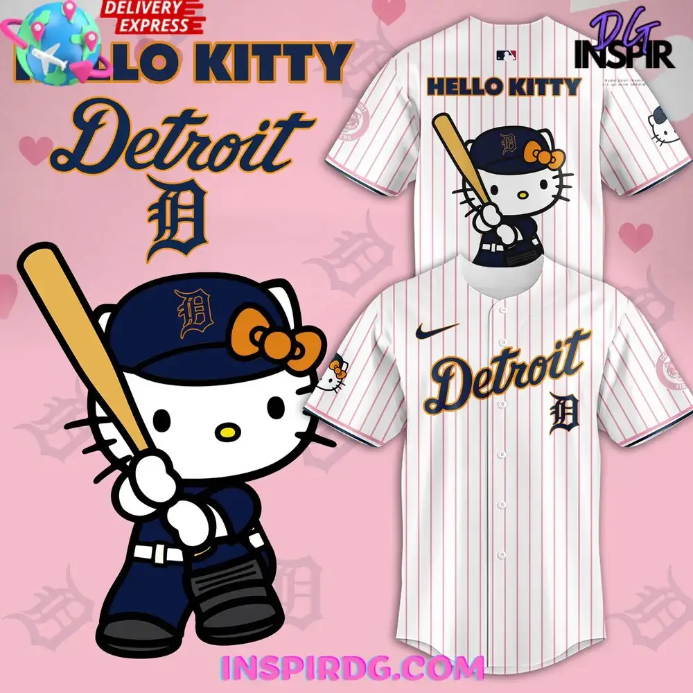 Detroit Tigers X Hello Kitty 2024 Stripe Baseball Jersey Image
