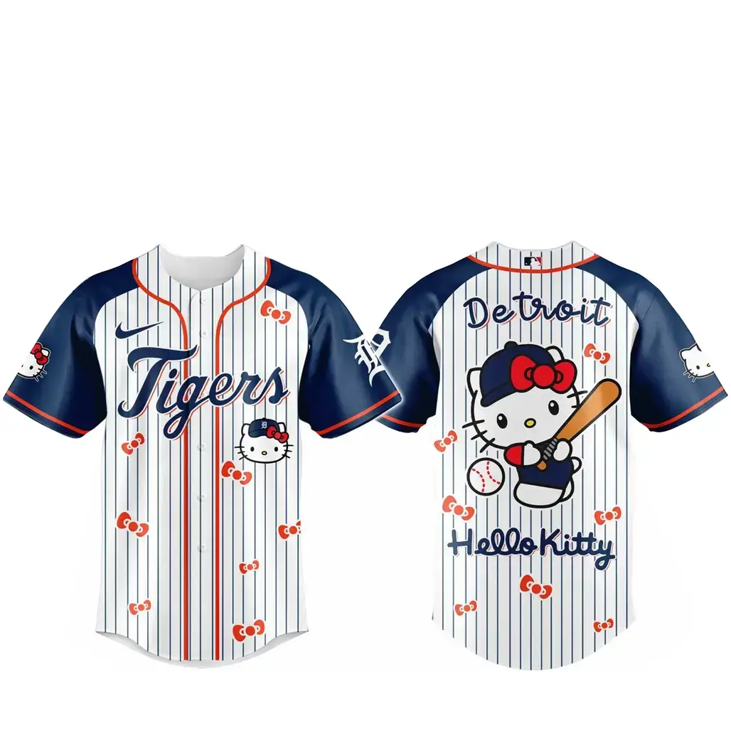Detroit Tigers x Hello Kitty 2026 And Sanrio World Baseball Jersey Image
