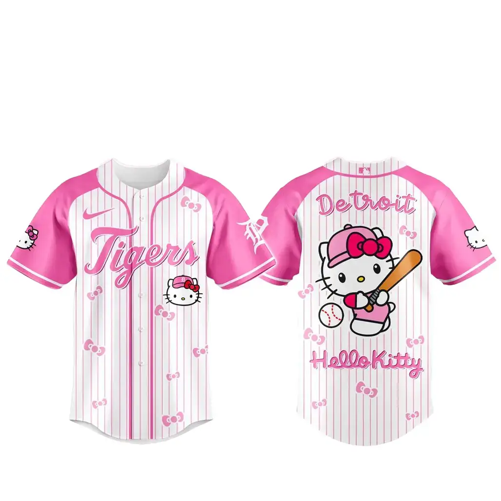 Detroit Tigers x Hello Kitty 2026 Pink Baseball Jersey Image