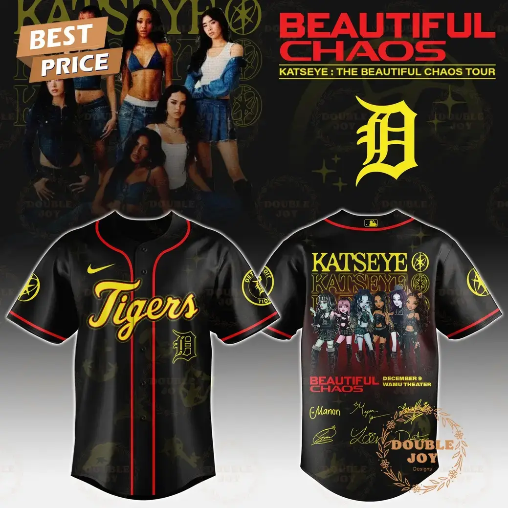 Detroit Tigers x Katseye "The Beautiful Chaos Tour" 2025 Baseball Jersey Image