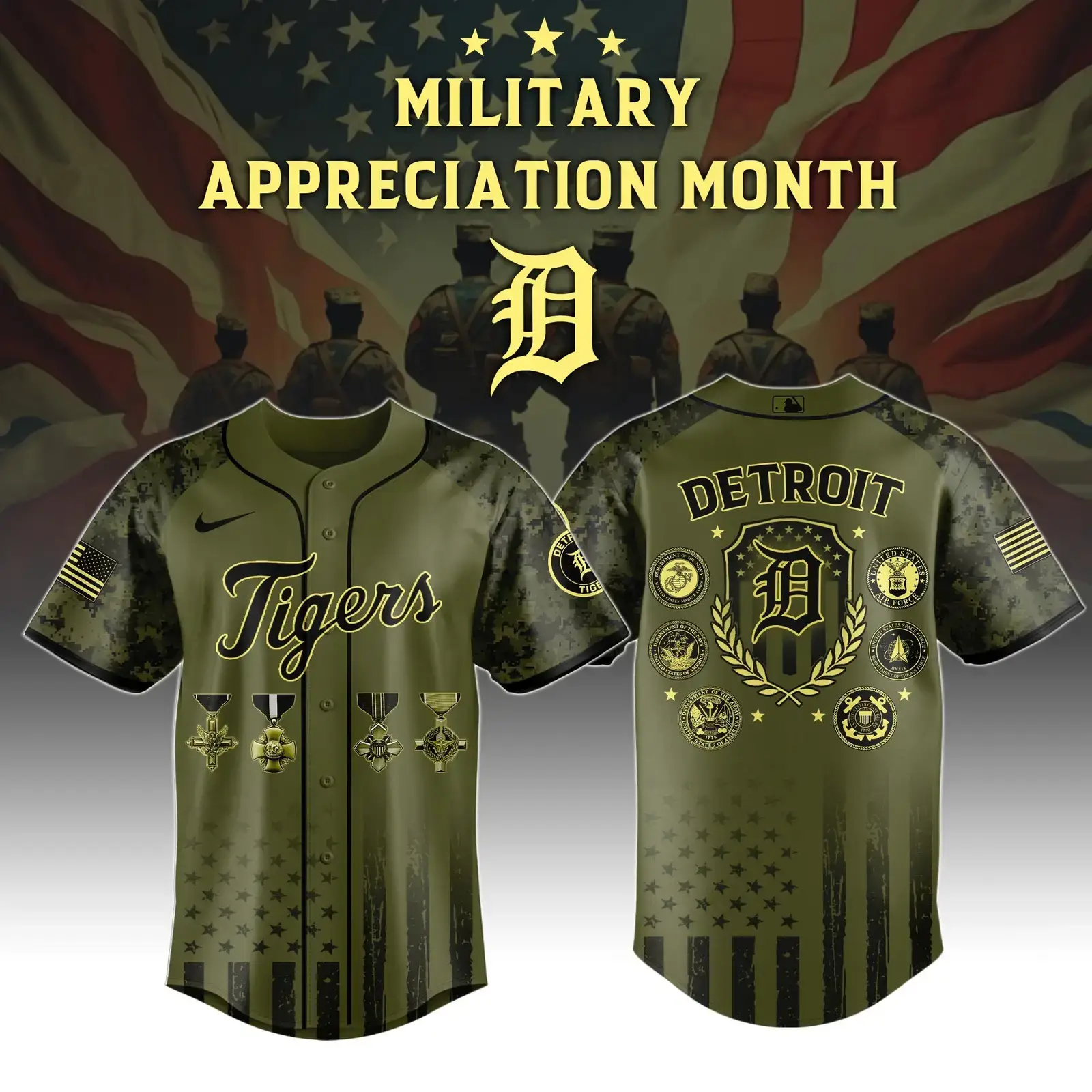Detroit Tigers x Military Appreciation Month Special Edition Jersey 2025 Image
