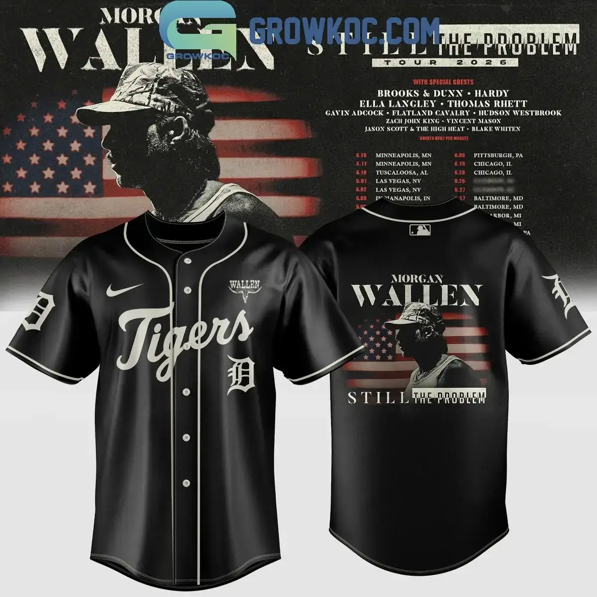 Detroit Tigers x Morgan Wallen Still The Problem Tour 2026 Jersey Image