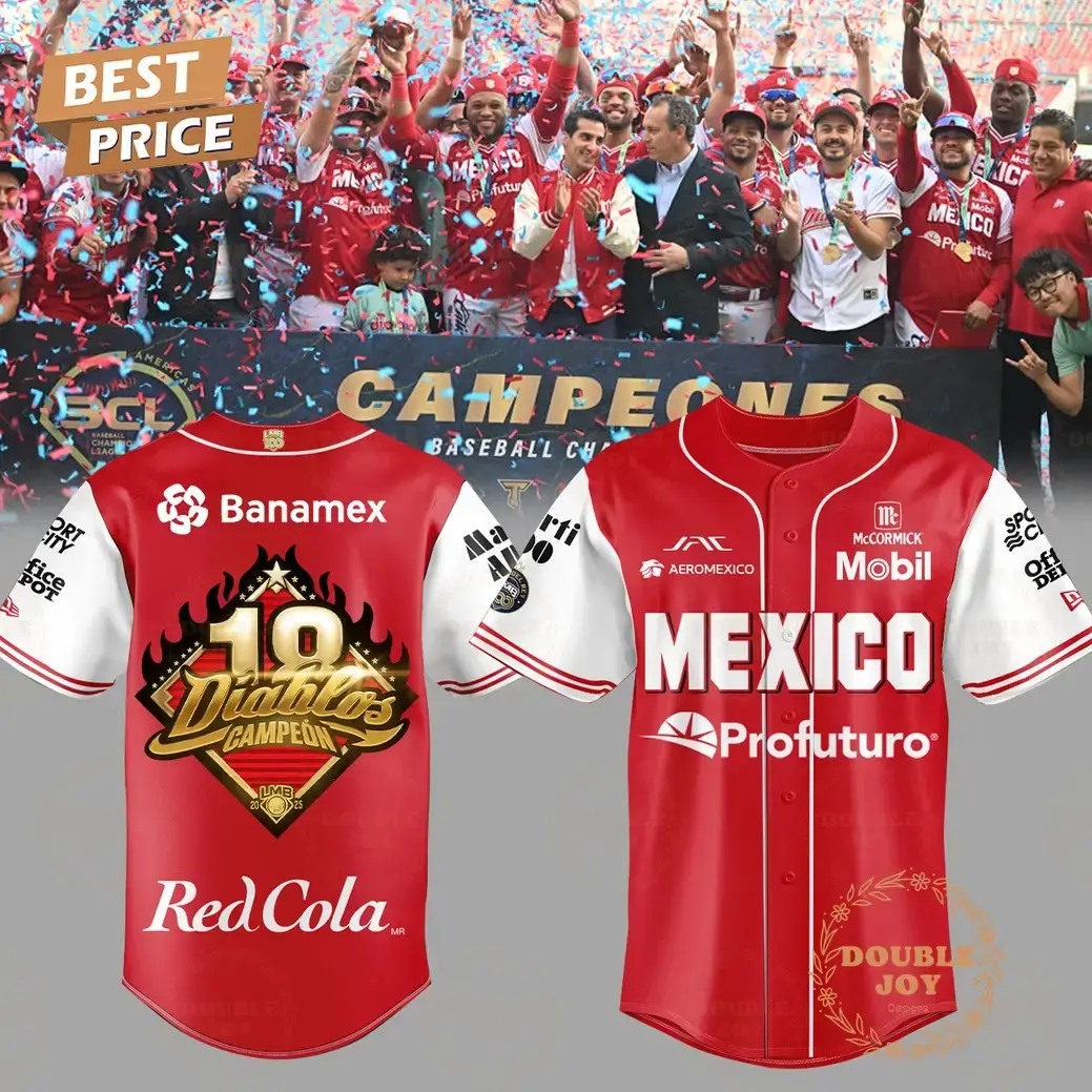 Diablos Rojos Del Mexico Campeon Red Edition Baseball Jersey Image
