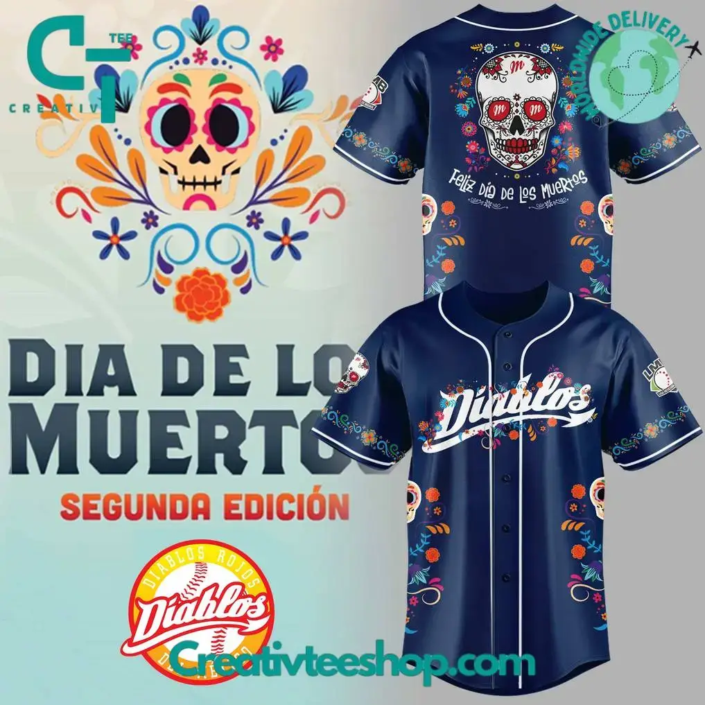 Diablos Rojos Del Mexico X Dia De Los Muertor 2025 Special Baseball Jersey Image