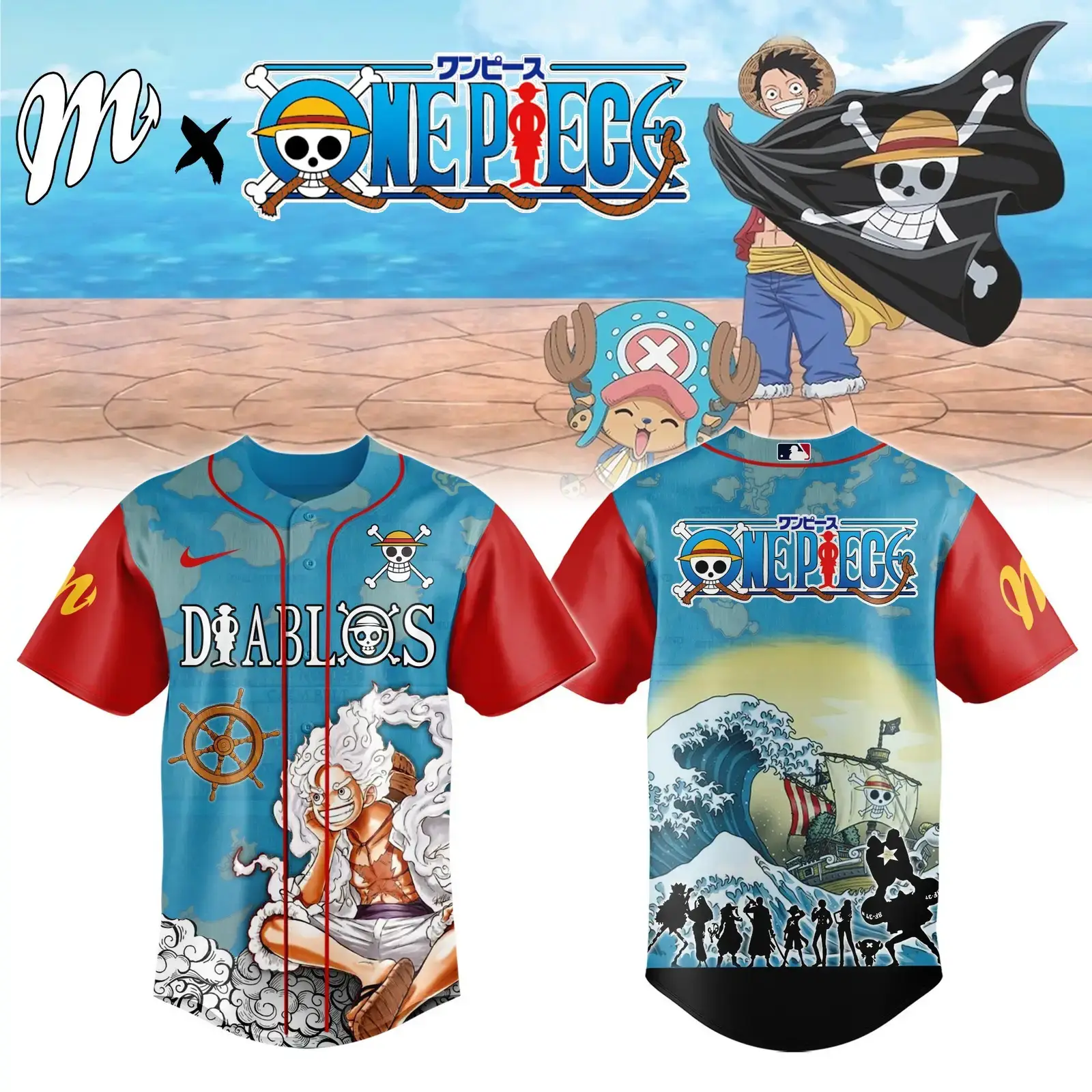 Diablos Rojos del Mexico x One Piece 2025 Special Jersey Gift Ideas For Husband Image