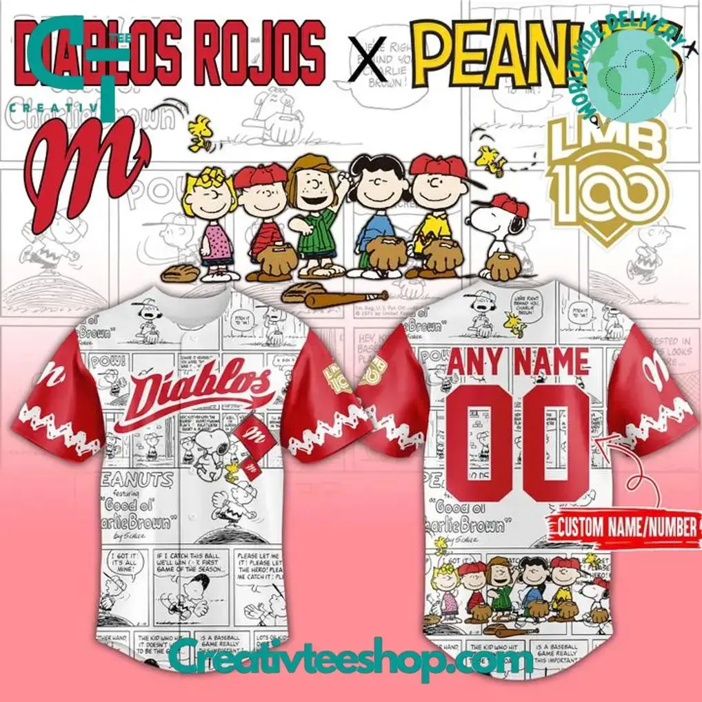 Diablos Rojos Del Mexico X Peanuts 2025 Custom Jersey Image