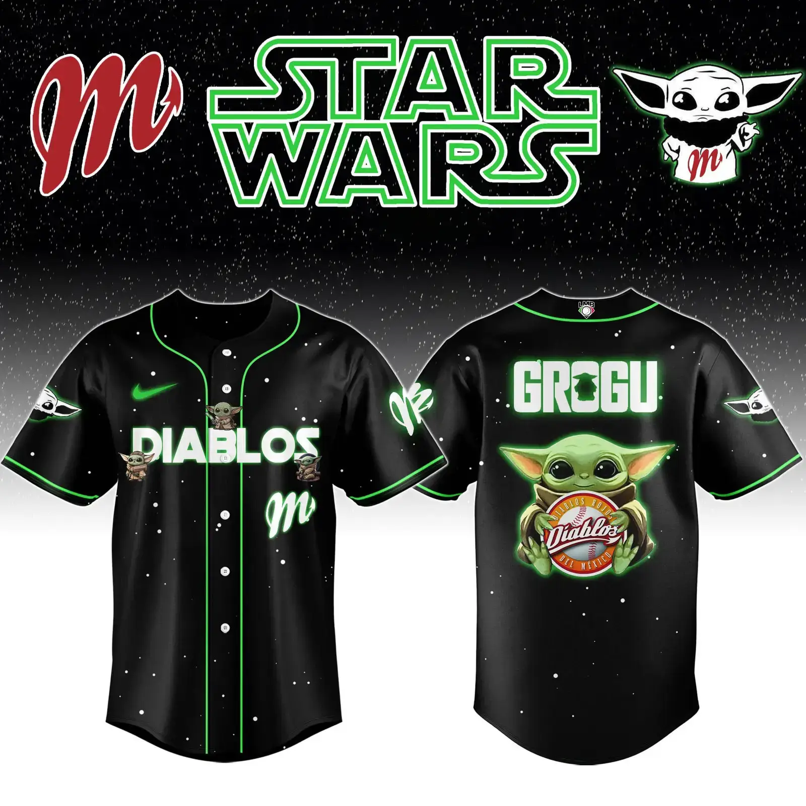 Diablos Rojos del Mexico x Star Wars Jersey Father's Day Gifts For Baseball Lovers Image